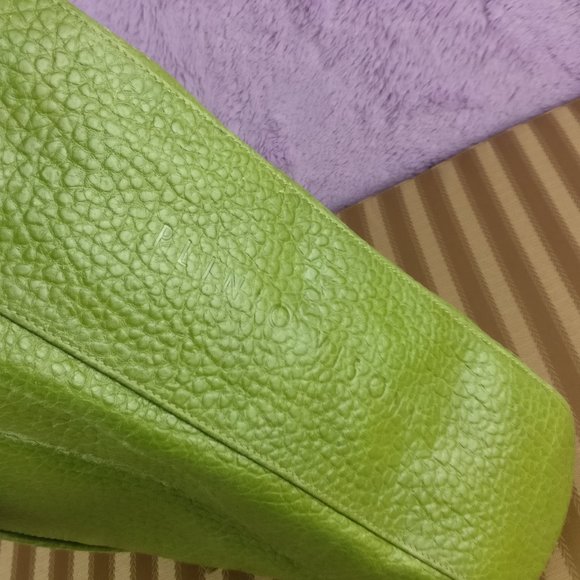 496cad PLINIO VISONA Italian Leather Tote with Fisherman handle in GREEN avocado - Picture 13 of 15